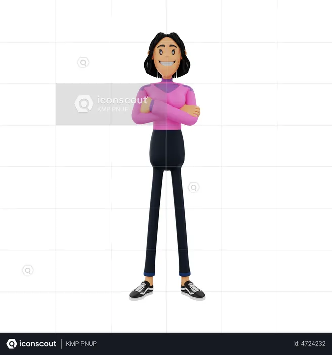 Woman Posing With Folded Arms  3D Illustration
