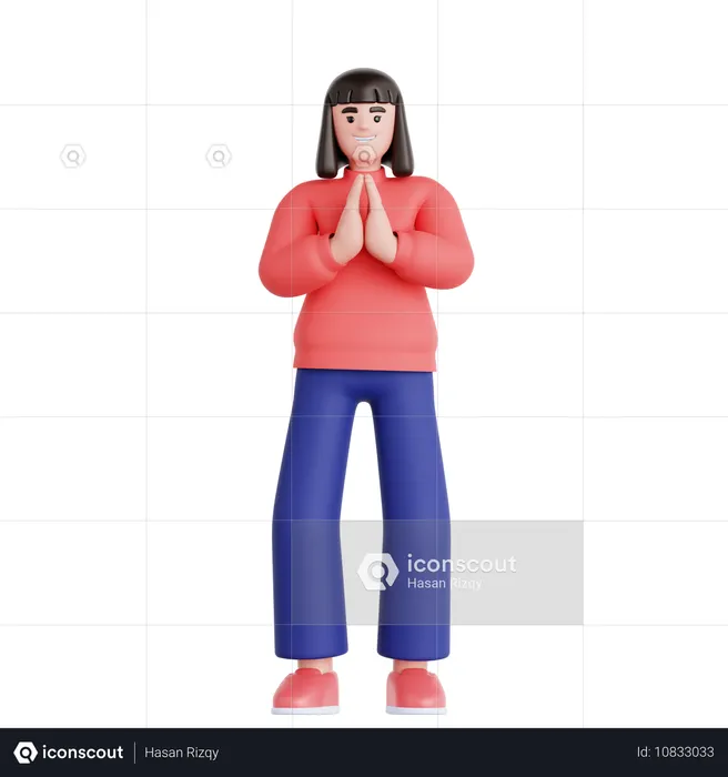 Woman Praying  3D Illustration