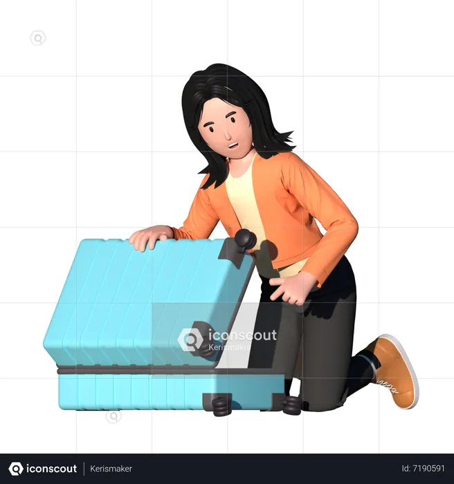 Woman preparing for travel  3D Illustration