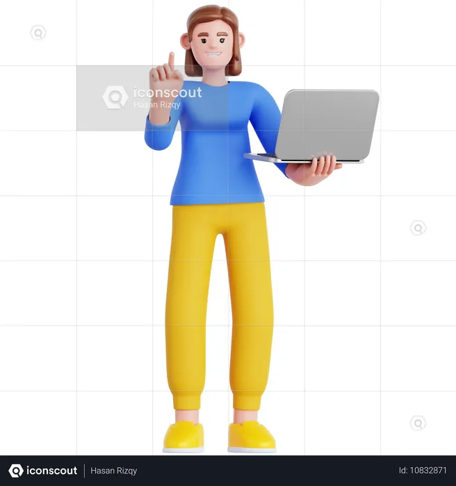 Woman Presentation with Laptop  3D Illustration