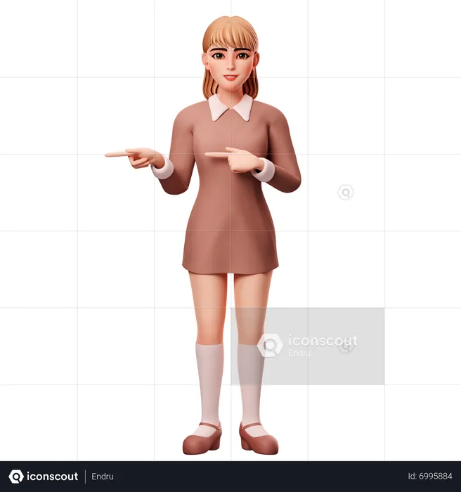 Woman Presenting Left Side  3D Illustration