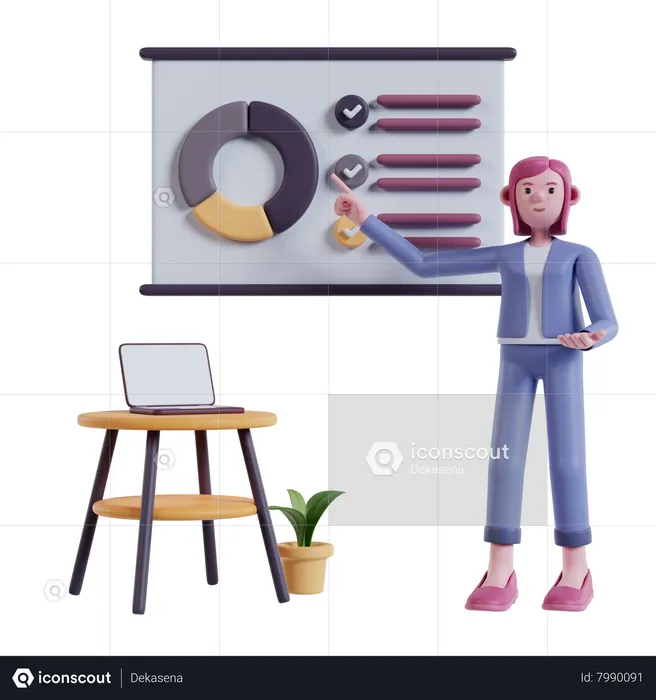 Woman presenting marketing data  3D Illustration