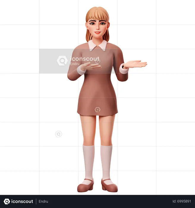 Woman Presenting Right Side  3D Illustration