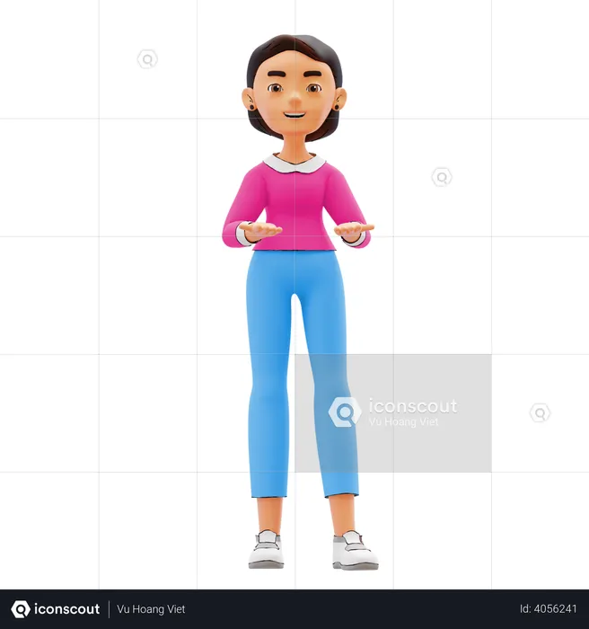 Woman presenting something  3D Illustration