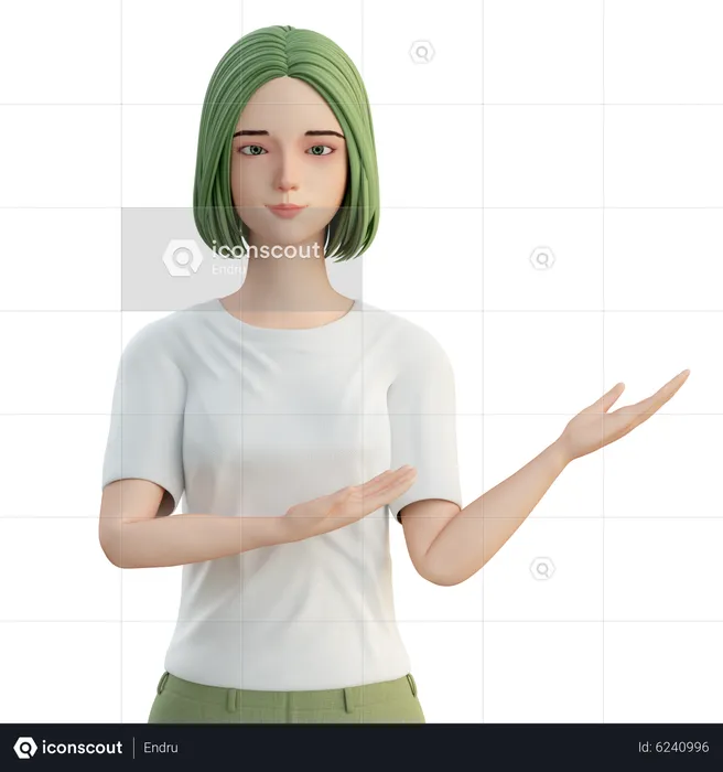 Woman indicating something 3D Illustration download in PNG, OBJ or