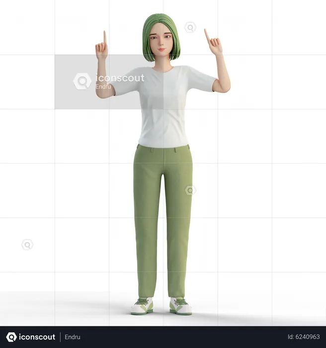 Woman raising both hands finger  3D Illustration