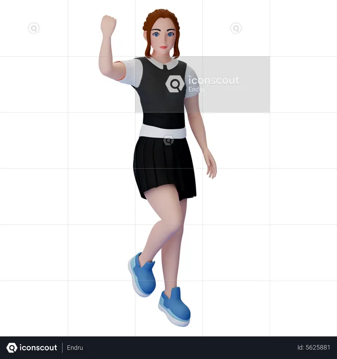 Woman Raising Hand  3D Illustration