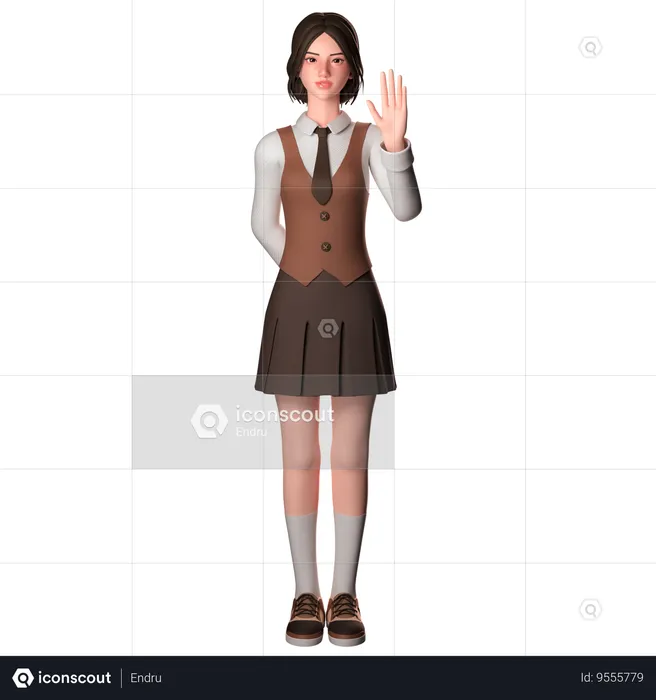 Woman Raising Hands Upwards  3D Illustration