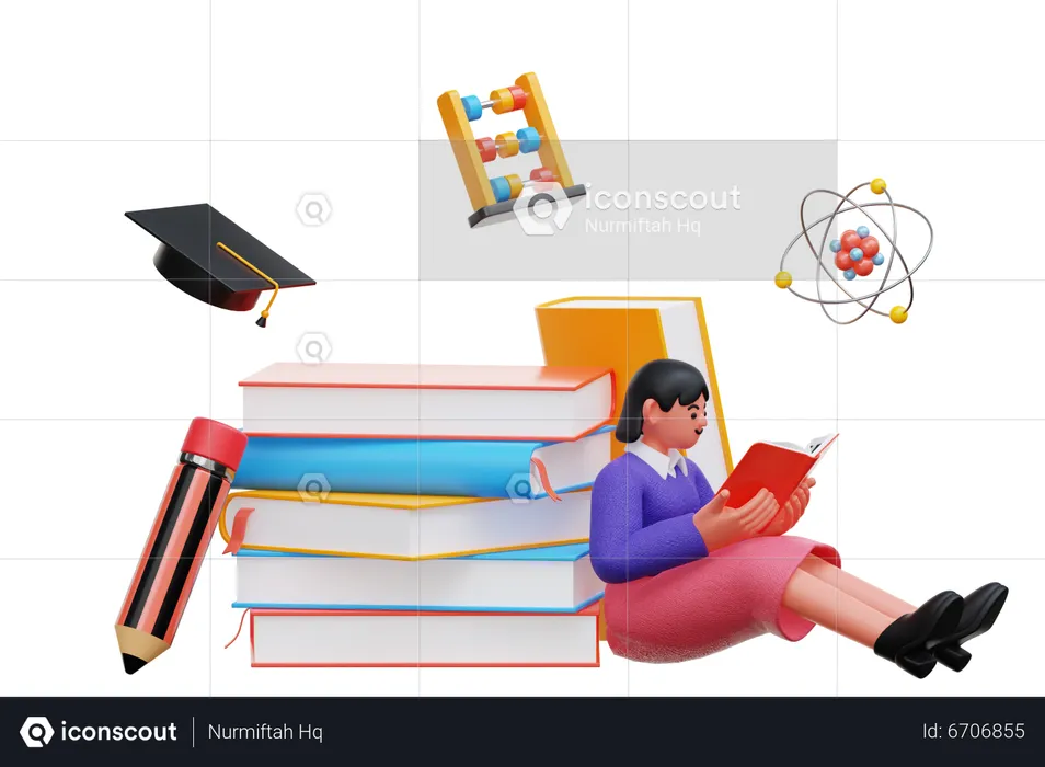 Woman reading book  3D Illustration