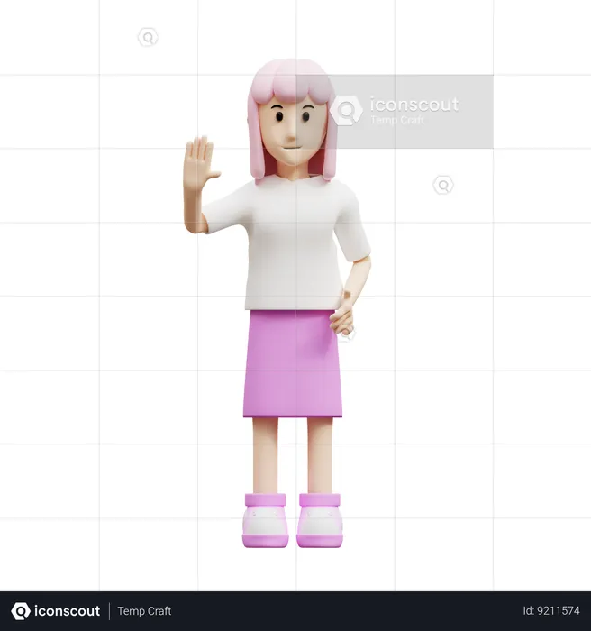 Woman Say Hi  3D Illustration