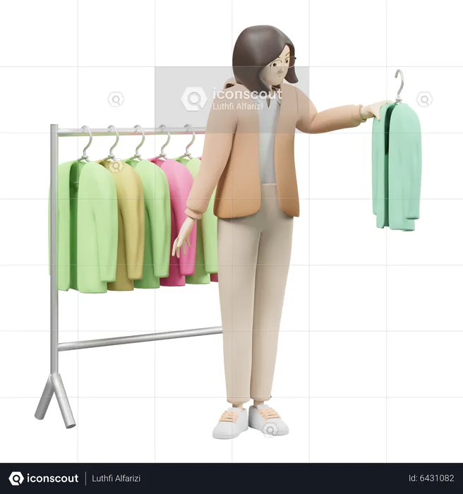 Woman Shopping In Supermarket  3D Illustration