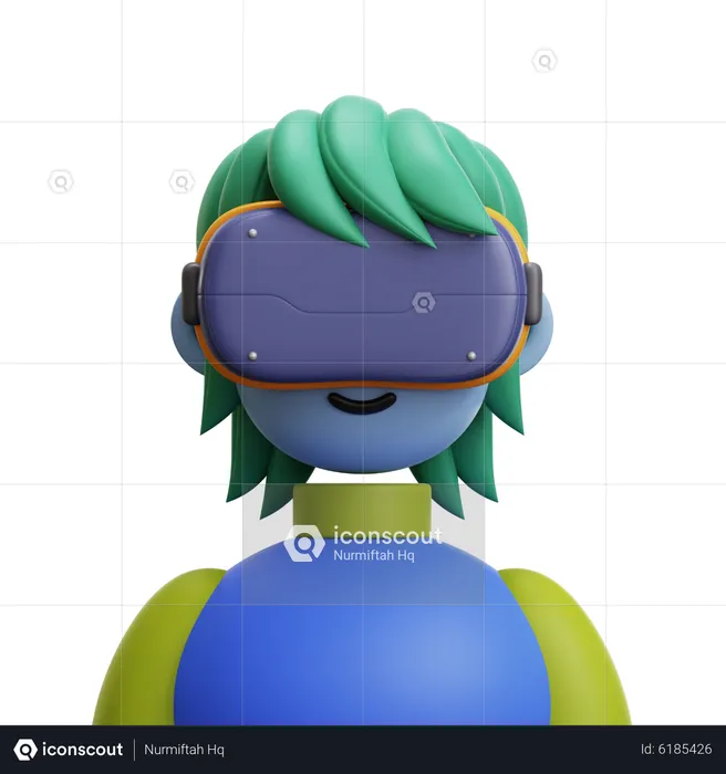 Woman Short Hair with VR Glasses  3D Icon