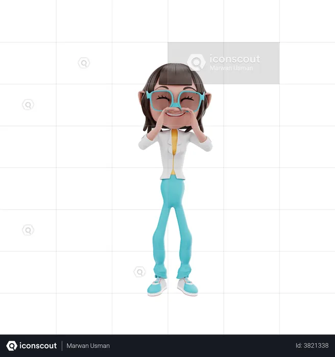 Woman shouting  3D Illustration