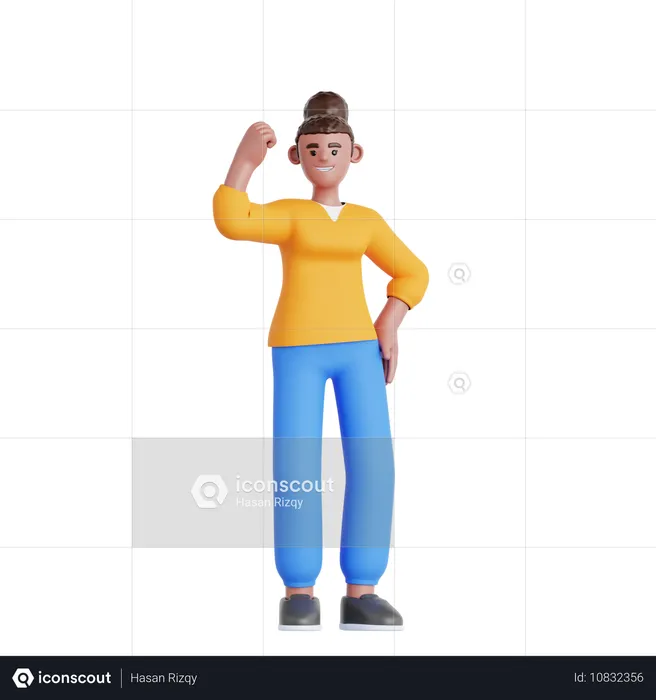 Woman Showing Arm Muscle  3D Illustration