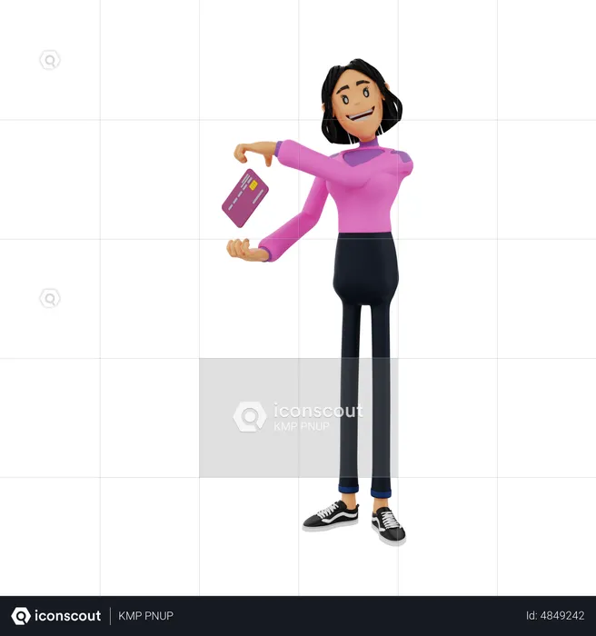 Woman showing bank card  3D Illustration