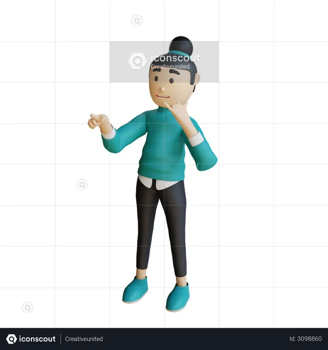 Woman showing calling hand gesture  3D Illustration