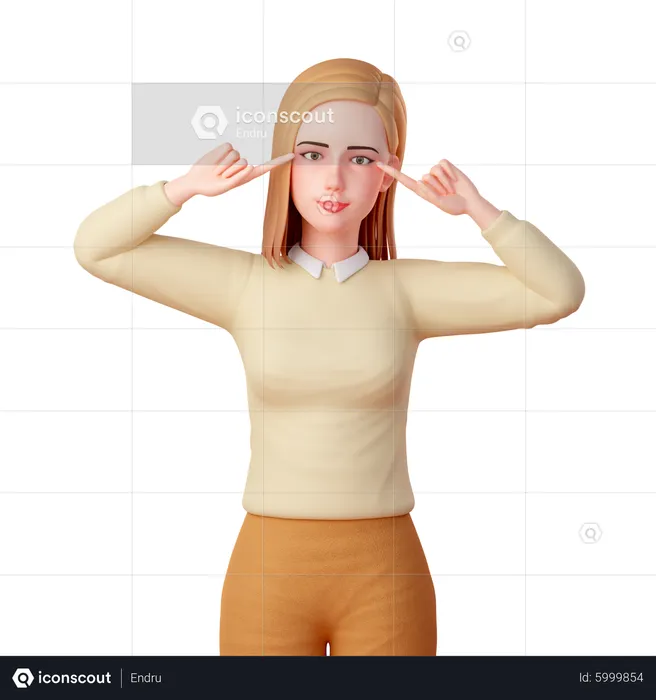 Woman Showing Control and Confidence with a Pointed Gaze Focused on Her Eye  3D Illustration