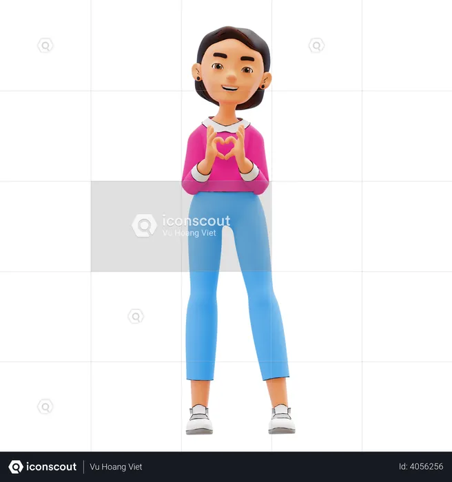 Woman showing heart gesture  3D Illustration