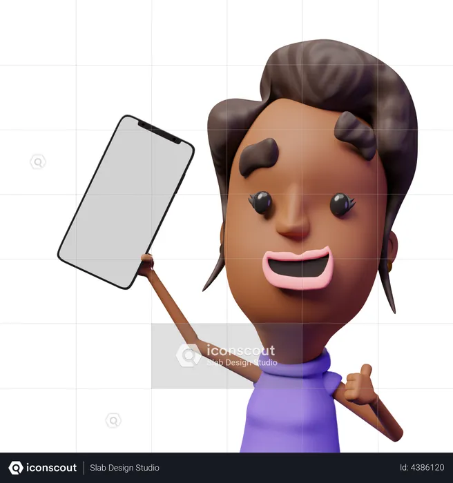 Woman showing mobile screen  3D Illustration