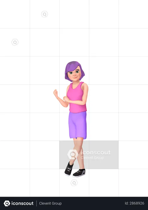 Woman showing muscle  3D Illustration