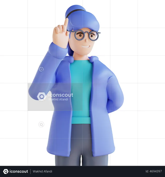 Woman showing one finger  3D Illustration