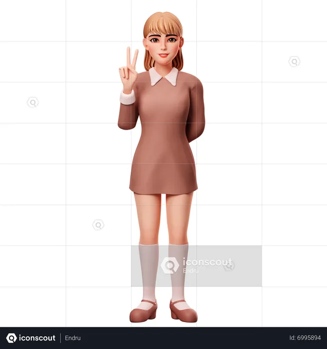 Woman showing Peace Sign  3D Illustration