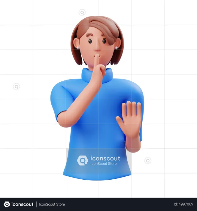 Woman showing silence please gesture  3D Illustration