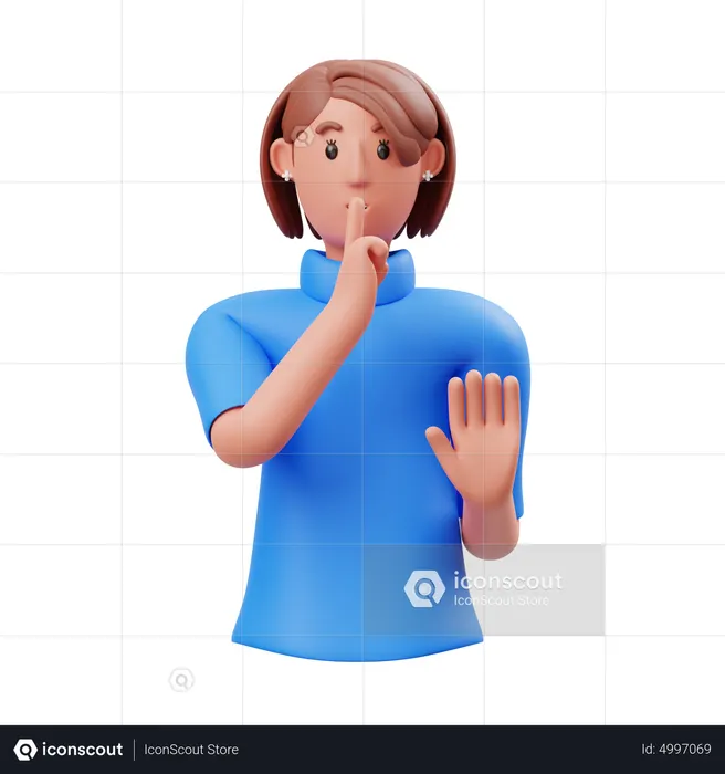 Woman showing silence please gesture  3D Illustration