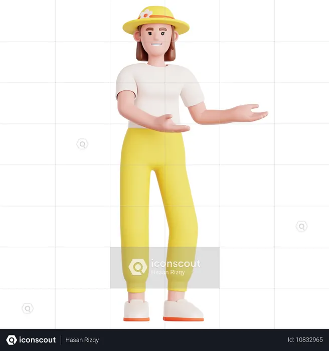 Woman Showing Something  3D Icon