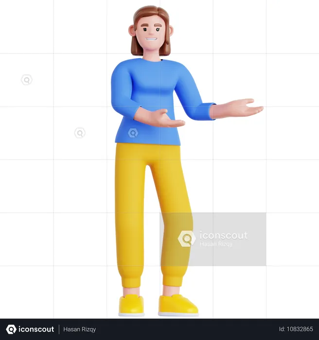 Woman Showing Something  3D Illustration