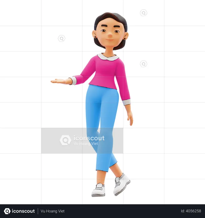 Woman showing something  3D Illustration