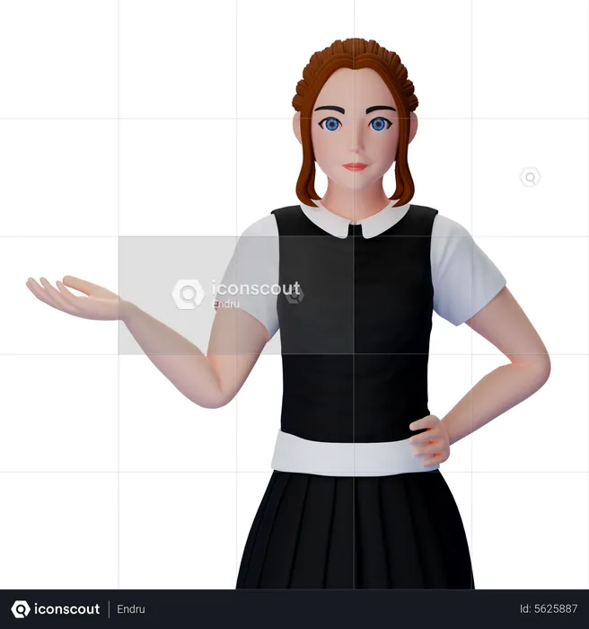 Woman indicating something 3D Illustration download in PNG, OBJ or