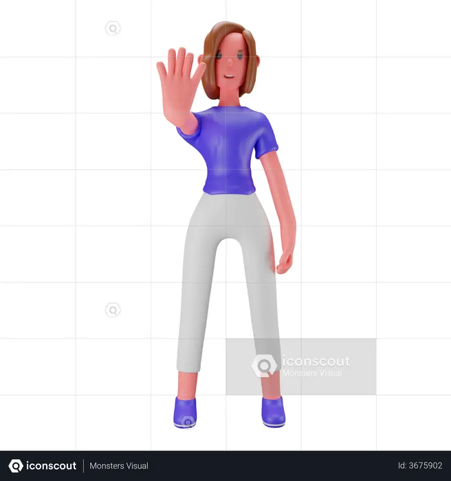 Woman showing stop hand gesture  3D Illustration