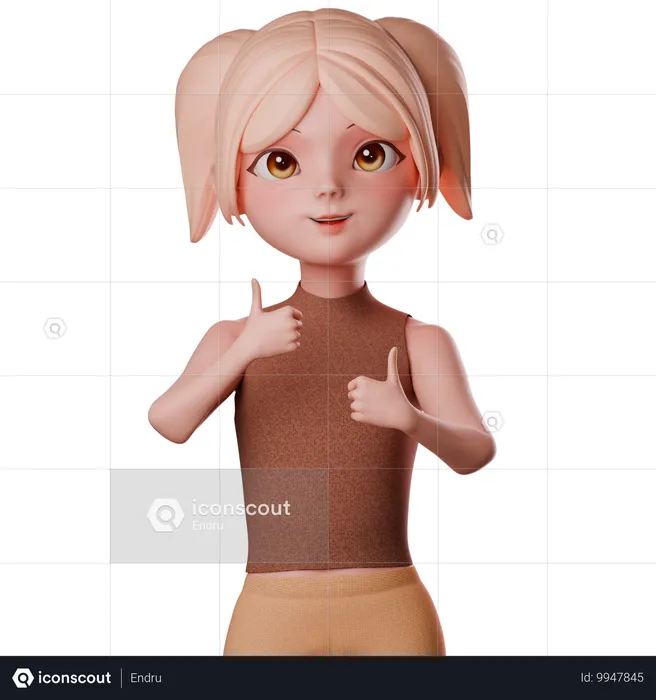 Woman Showing Thumbs Up  3D Illustration