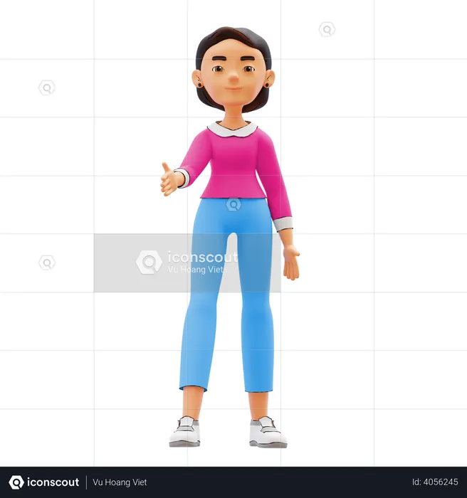Woman showing thumbs up  3D Illustration
