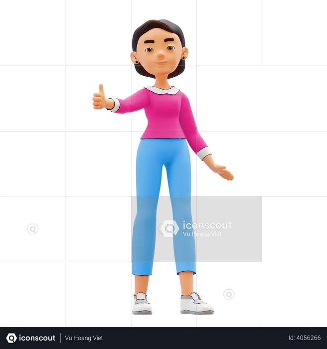 Woman showing thumbs up  3D Illustration