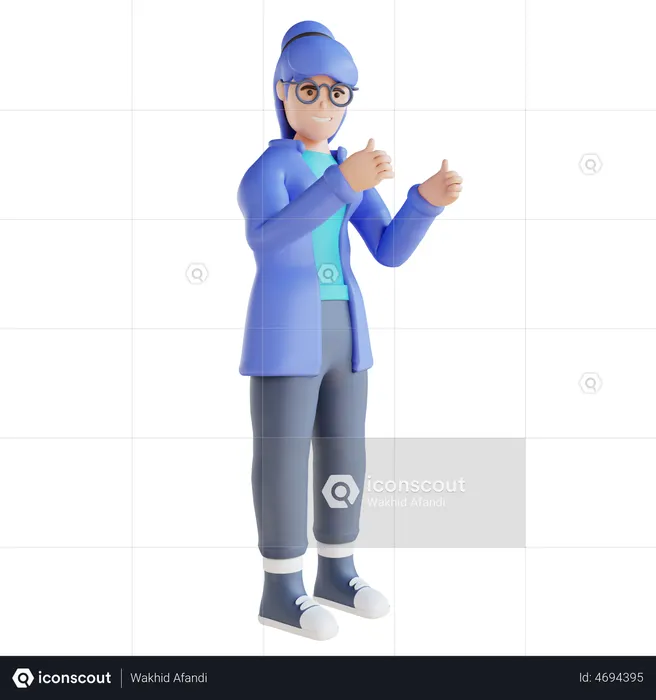 Woman showing thumbs up  3D Illustration