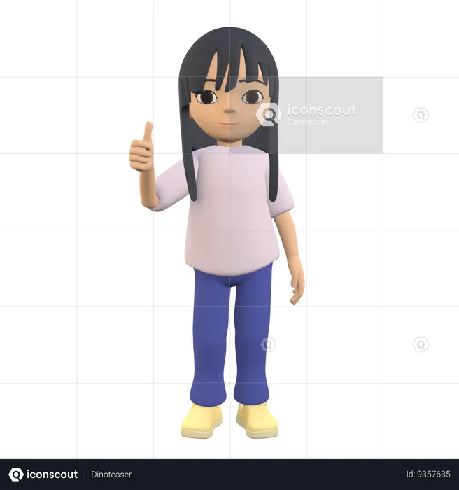 Woman Showing Thumbs Up Pose  3D Illustration