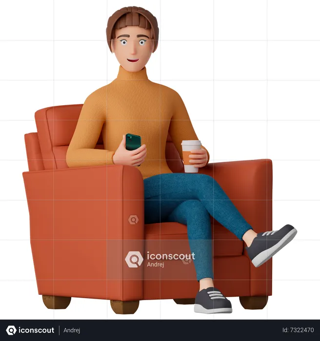 Woman sitting in a chair  3D Illustration