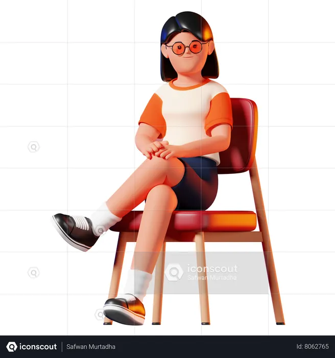 Woman Sitting Pose  3D Illustration