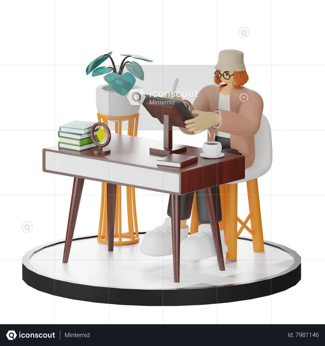Woman Sketching On A Tablet In A Clean Environment  3D Illustration