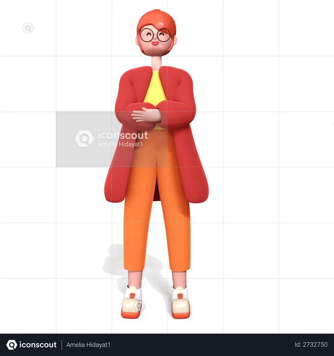 Woman Standing with crossed hands  3D Illustration