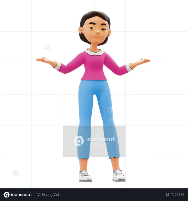 Woman Standing with open arms  3D Illustration