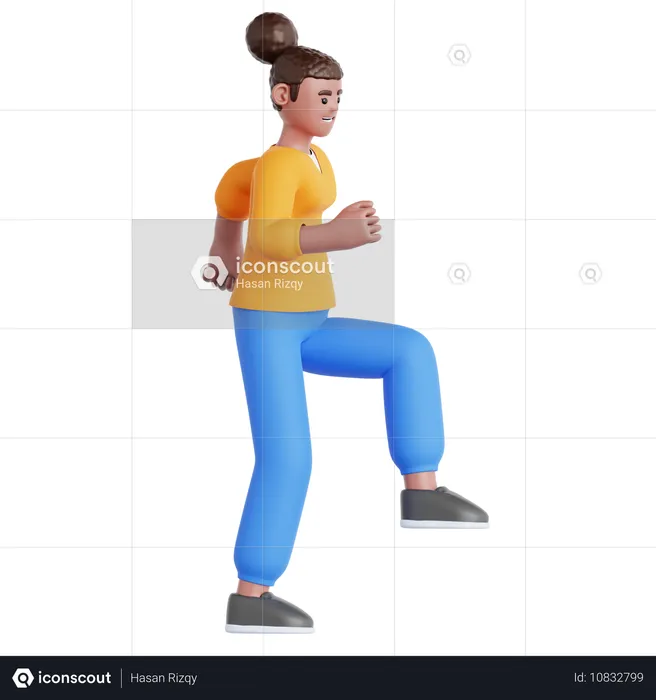 Woman Step Up  3D Illustration