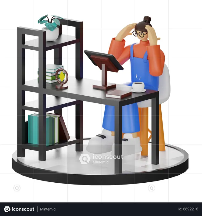 Woman suffering headache  3D Icon