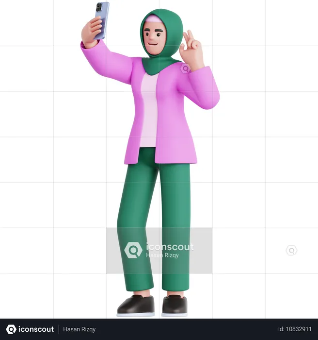 Woman Take a Selfie  3D Illustration