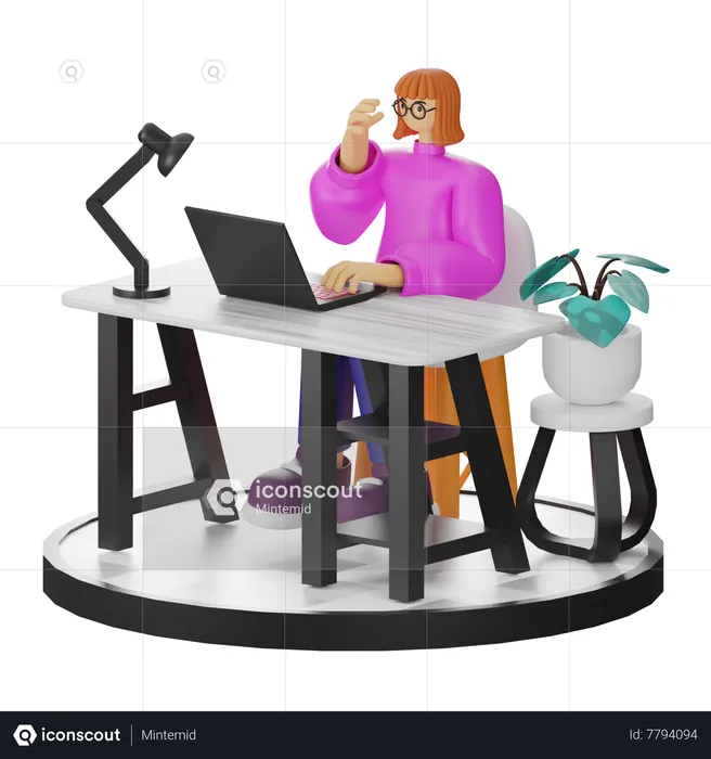 Woman Talking On Mobile  3D Illustration