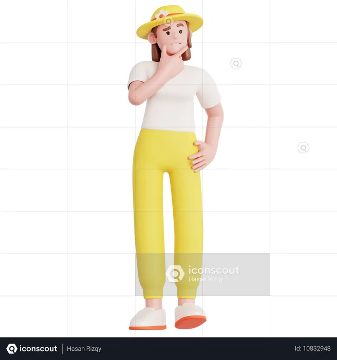 Woman Thinking Something  3D Illustration