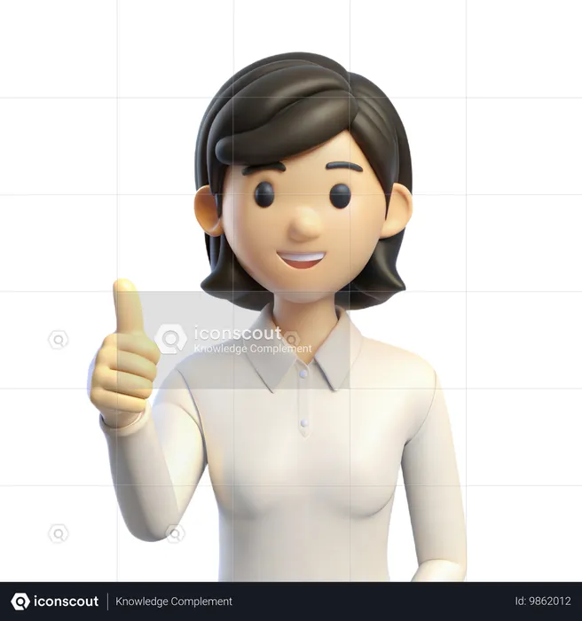 女性が親指を立てる  3D Icon