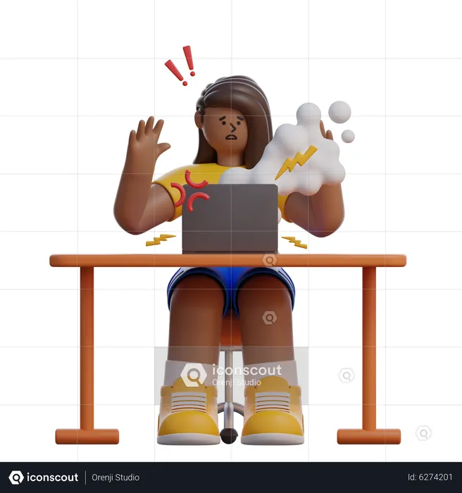Woman under workload  3D Illustration